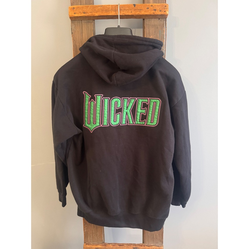 Wicked Official Movie Black Zip Up Hoodie Embroidered‎ Women's Sz M